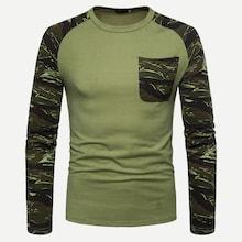 Romwe Men Pocket Decoration Contrast Camo Tee