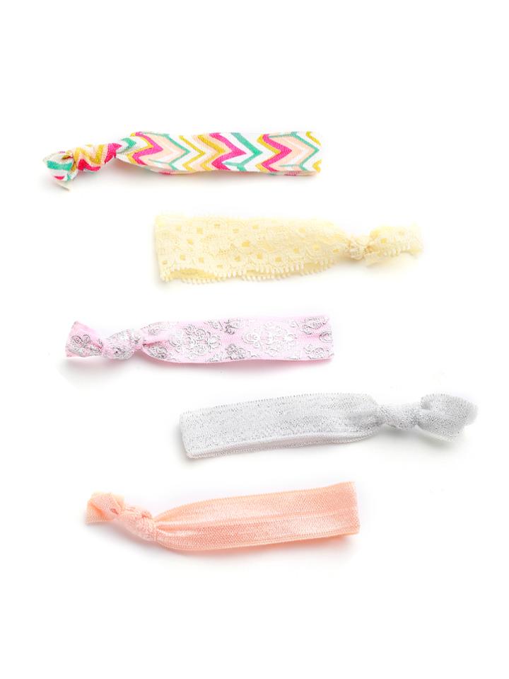 Romwe Chevron Pattern Lace Crochet Hair Tie Set