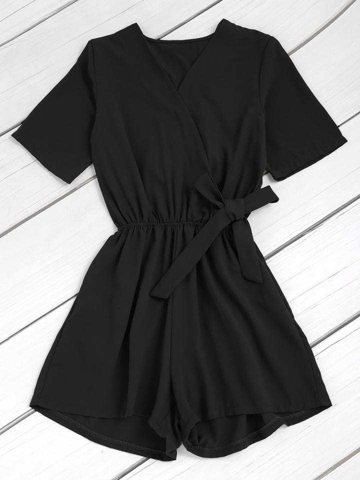 Romwe Surplice V-cut Tie Waist Romper