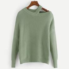 Romwe Plus Drop Shoulder Cut Out Sweater
