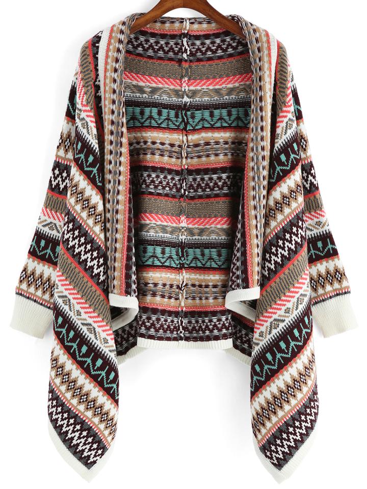 Romwe Diamond Crochet White Coat