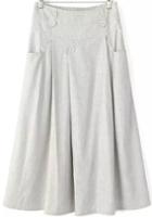 Romwe Elastic Waist With Pockets Light Grey Skirt