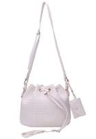 Romwe Beige Drawstring Pu Shoulder Bag With Wallet