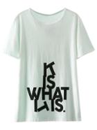 Romwe White Round Neck Letter Print Casual T-shirt