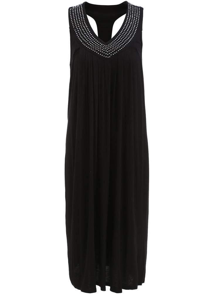 Romwe V Neck With Diamond Loose Dress