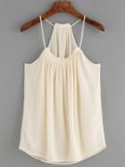 Romwe Beige Spaghetti Strap Loose Cami Top