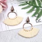 Romwe Triangle Decorated Tassel Hoop Earrings