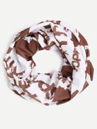 Romwe Brown Letter Print Infinity Scarf