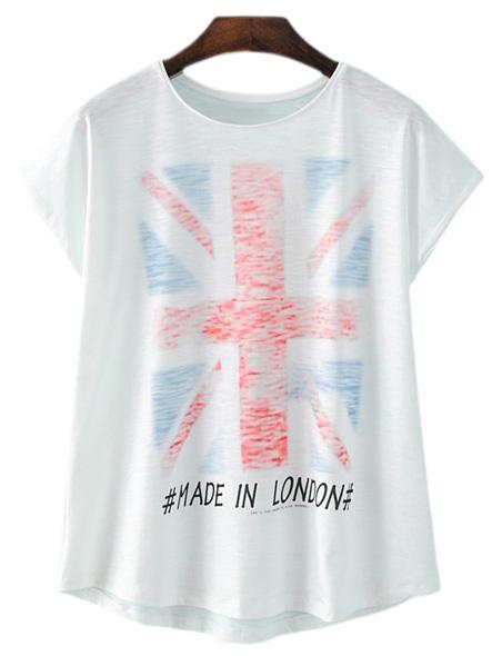 Romwe White Short Sleeve Letters Print Casual T-shirt