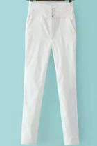 Romwe High Waist With Buttons Slim Pant
