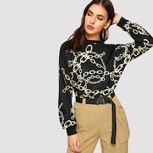 Romwe Chain Print Sweatshirt