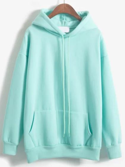 Romwe Hooded Drawstring Green Sweatshirt