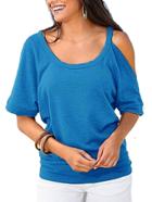 Romwe Asymmetric Cutout Shoulder T-shirt