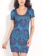 Romwe Short Sleeve Printed Bodycon Dress