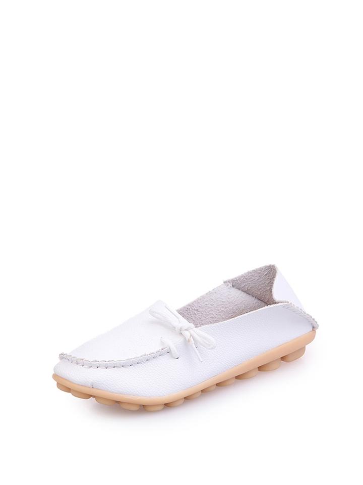 Romwe Bow Tie Decorated Pu Flats