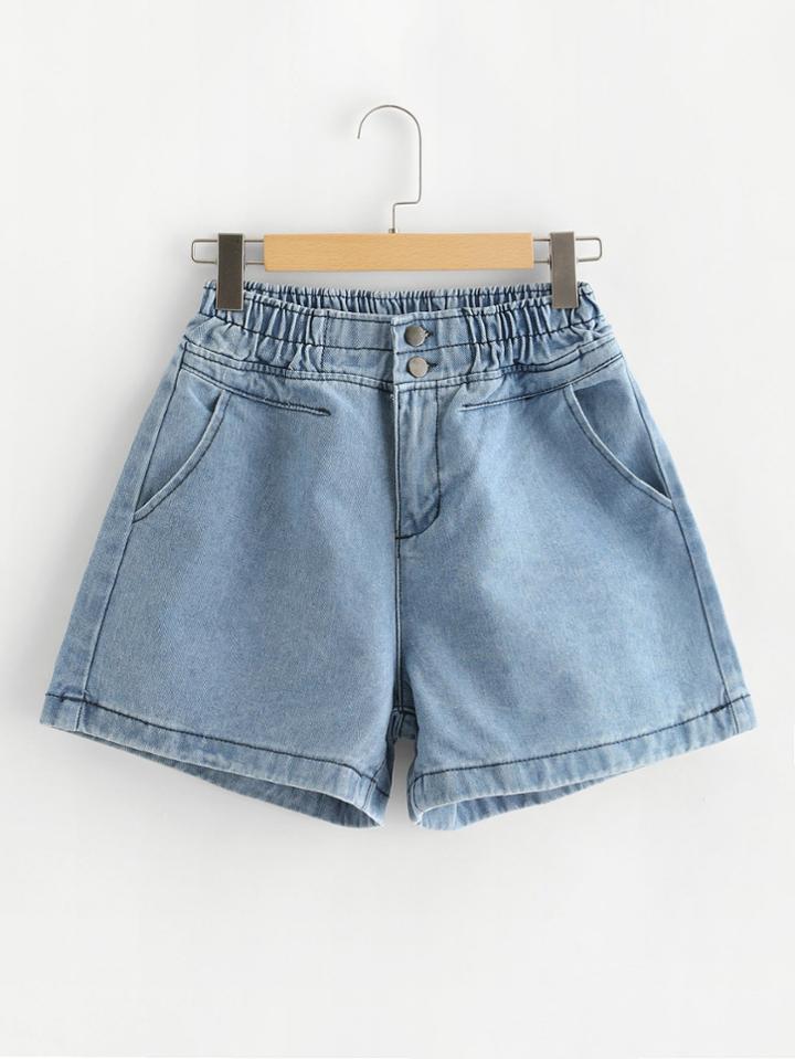Romwe Elastic Denim Shorts