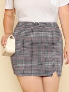 Romwe O-ring Belt Detail Plaid Skirt