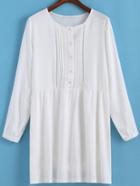 Romwe With Buttons Hollow Shift White Dress