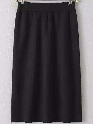 Romwe Knit Slim Black Skirt