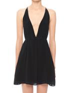Romwe Deep V Neck Chiffon A-line Dress
