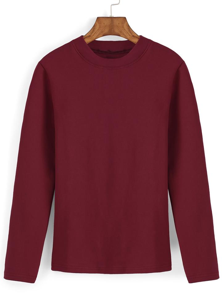 Romwe Long Sleeve Red T-shirt