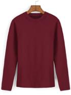 Romwe Long Sleeve Red T-shirt
