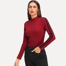 Romwe Ribbed Knit Striped Tee