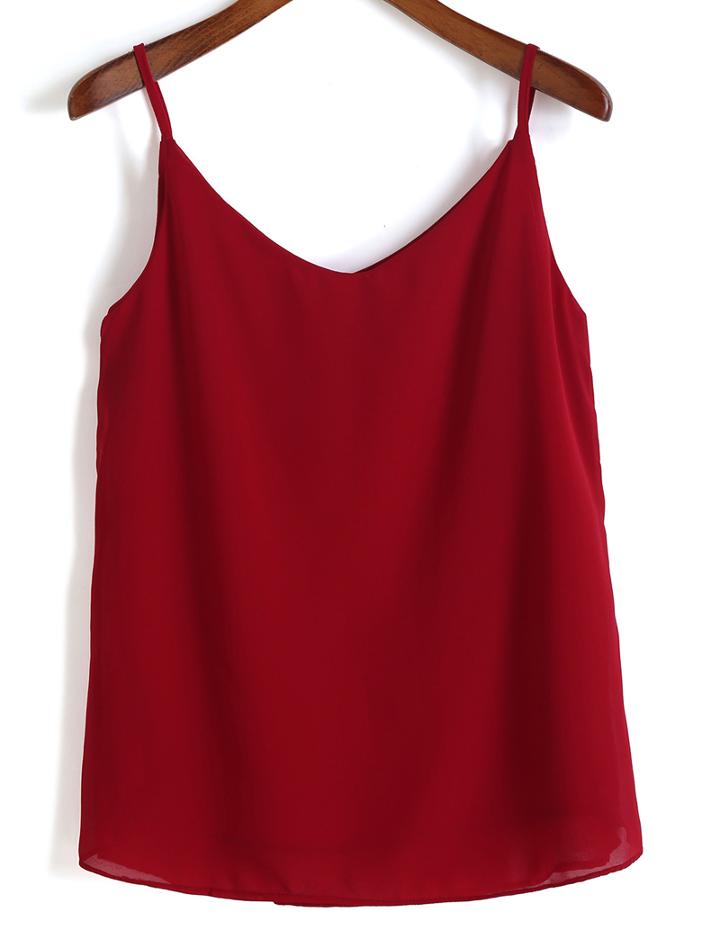 Romwe Spaghetti Strap Loose Chiffon Cami Top