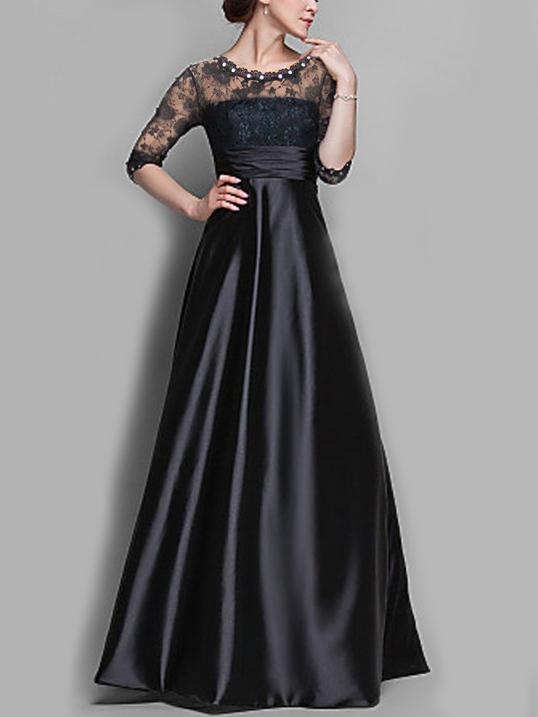 Romwe Lace Insert Bead Maxi Dress