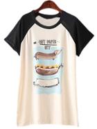 Romwe Multicolor Print Short Sleeve Casual T-shirt