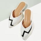 Romwe Color-block Pointed Toe Flat Mules