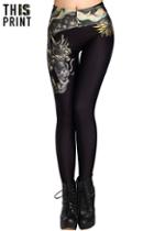 Romwe Leaping Dragon Black Leggings