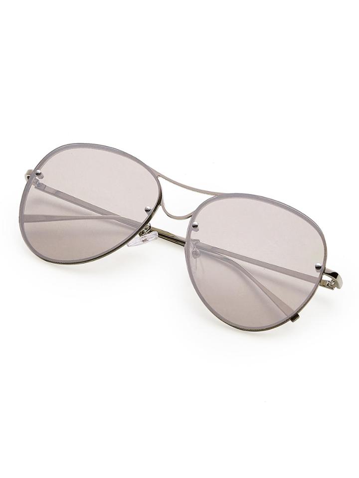 Romwe Rimless Double Bridge Aviator Sunglasses