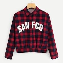 Romwe Plaid Single Breasted Blouse