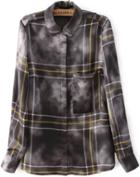 Romwe Check Cloud Print Blouse