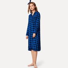 Romwe Plaid Button Front Night Dress