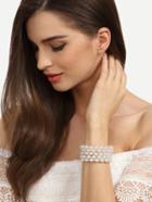 Romwe White Five Rows Of Pearl Bracelet