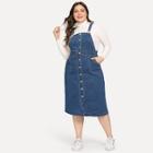 Romwe Plus Button Front Denim Dress