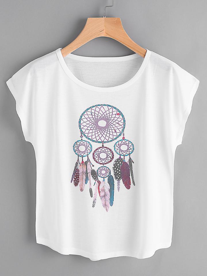 Romwe Dolman Sleeve Graphic Print Tee