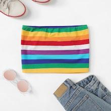 Romwe Colorful Striped Tube Top