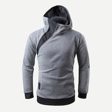 Romwe Men Zip Decoration Hooded Sweatshirt