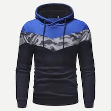 Romwe Men Contrast Camouflage Print Hoodie