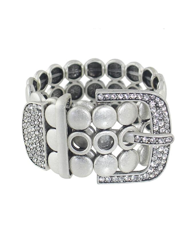 Romwe New Fashion Silver Plated Chunky Elastic Bracelet