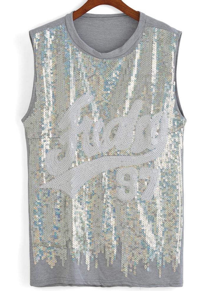 Romwe With Sequined Tank Top