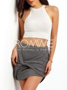 Romwe Grey Twist Front Mini Skirt