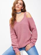 Romwe Open Shoulder Loose Fit Jumper