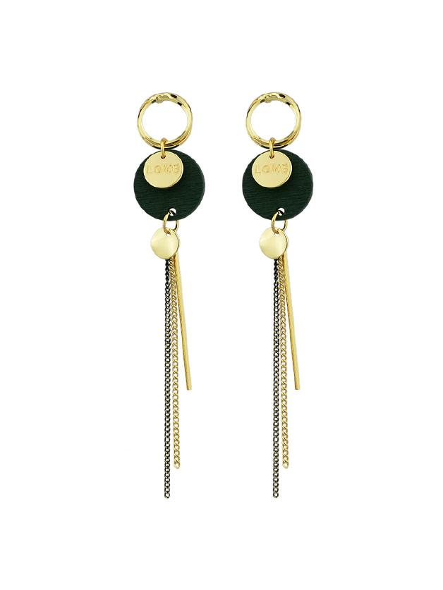 Romwe Green Vintage Wood Tassel Earrings