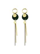 Romwe Green Vintage Wood Tassel Earrings