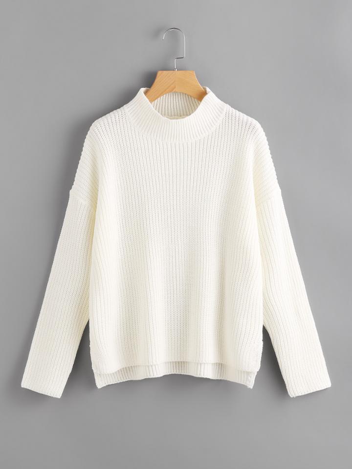 Romwe Vented Dip Hem Jumper