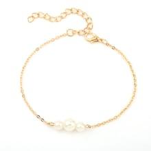 Romwe Faux Pearl Decorated Chain Bracelet